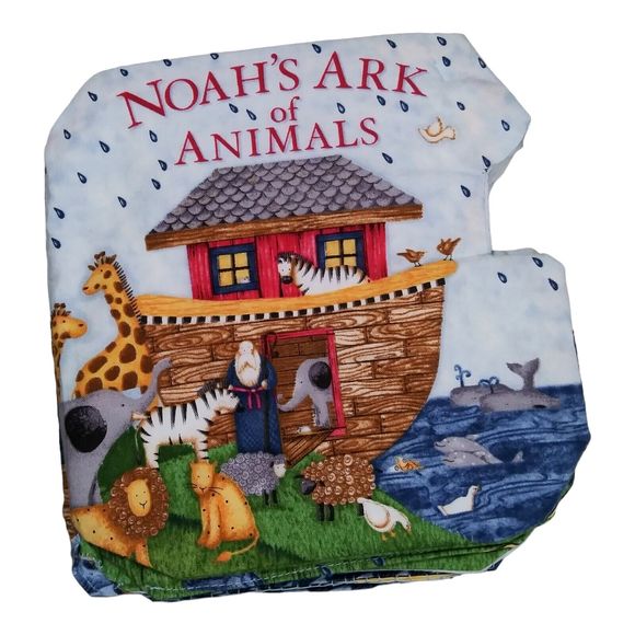 Noah’s Ark Fabric Cloth Baby Book Handmade Vintage Infant Gift VTG Debbie Mumm - Picture 1 of 8